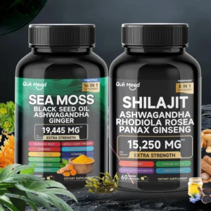 Bundle Sea Moss and shilajit  - Ashwagandha Turmeric Bladder, Burdock 2000 Mg  & Ginger, Vitamin C
